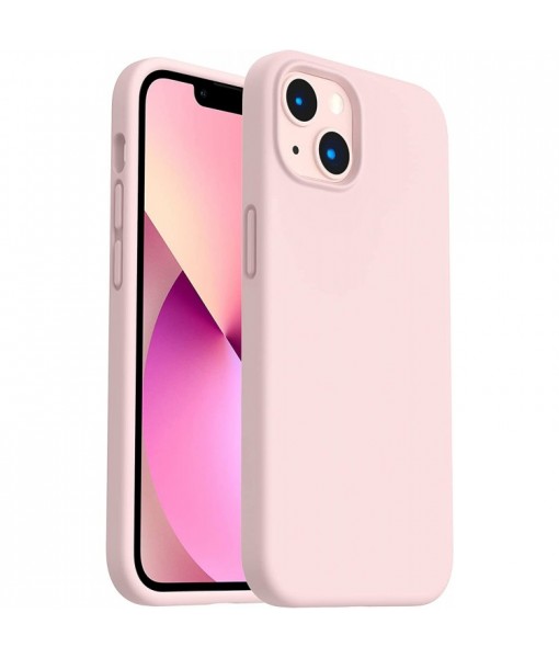 Husa iPhone 15 Plus, Silicon Catifelat cu Interior Microfibra, Roz